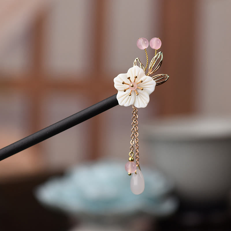 Épingle à cheveux classique chinoise en bois de Bauhinia
