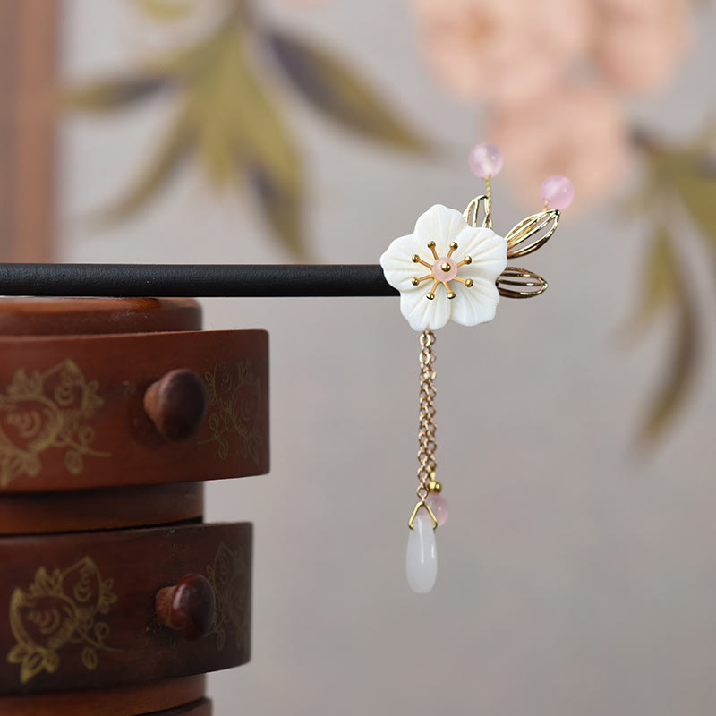 Épingle à cheveux classique chinoise en bois de Bauhinia