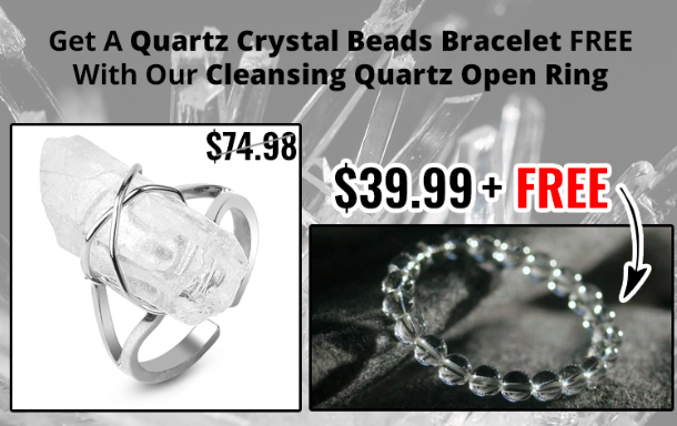 Bague ouverte en quartz purifiant + bracelet en quartz GRATUIT