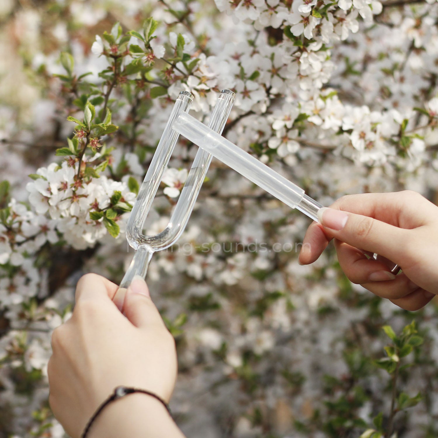 Jeu de diapasons en cristal transparent 432 Hz avec boîte - 8 pièces - 10 mm/20 mm