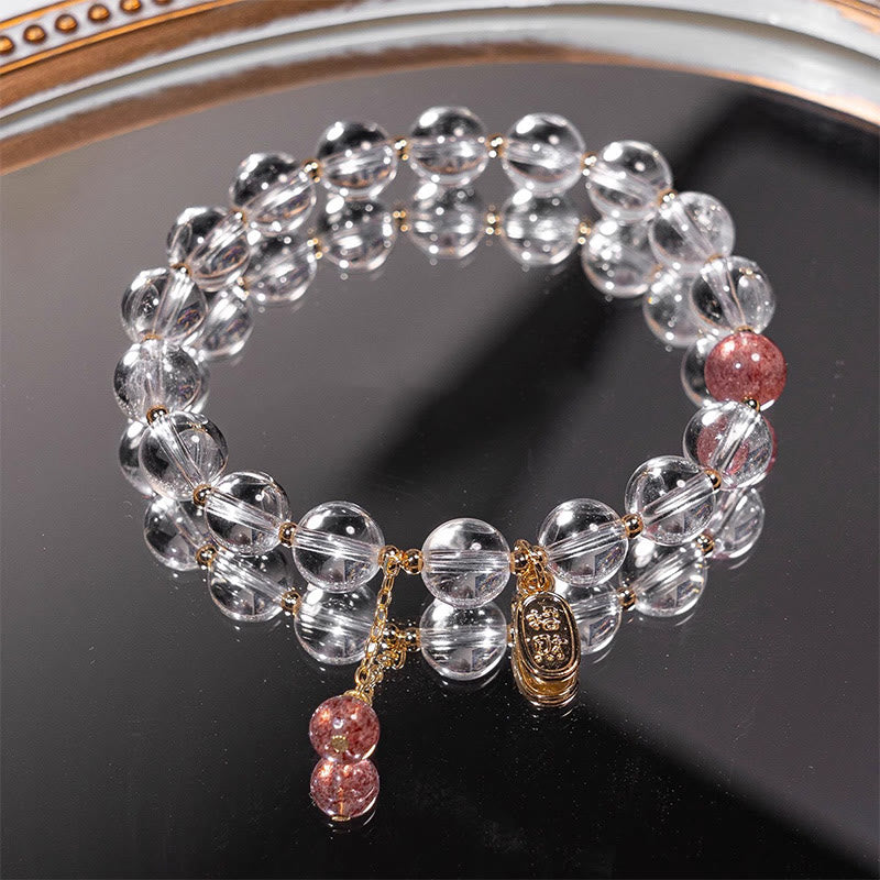 Bracelet en quartz clair et quartz fraise | Fortune Charm