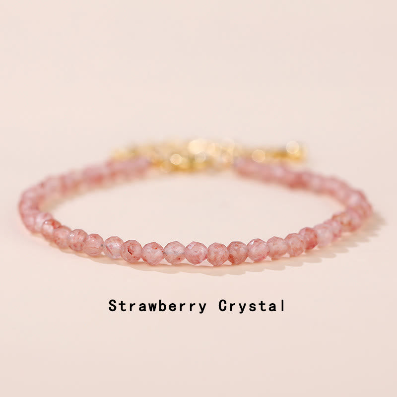 Bracelet en quartz clair avec quartz fraise et cristaux de guérison