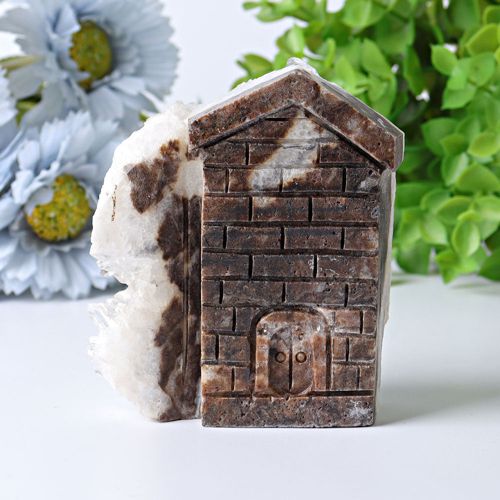 Maison en amas de quartz clair de 2,3 à 4,5 pouces, décoration spirituelle