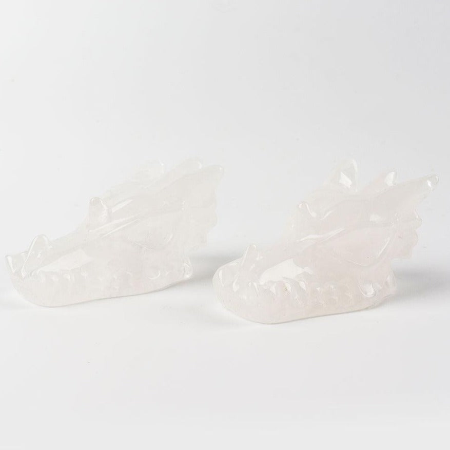 Tête de dragon sculptée en cristal de quartz transparent, 6,35 cm