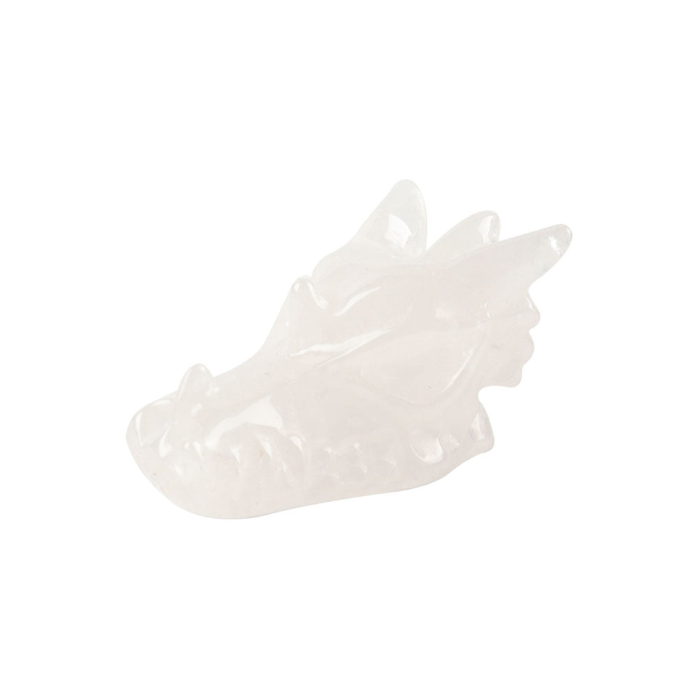 Tête de dragon sculptée en cristal de quartz transparent, 6,35 cm