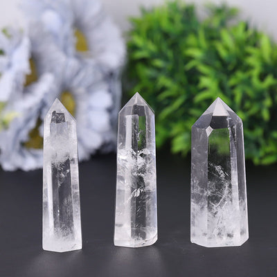 Tour de cristal de quartz transparent, point de guérison de 2,4 à 4,5 pouces