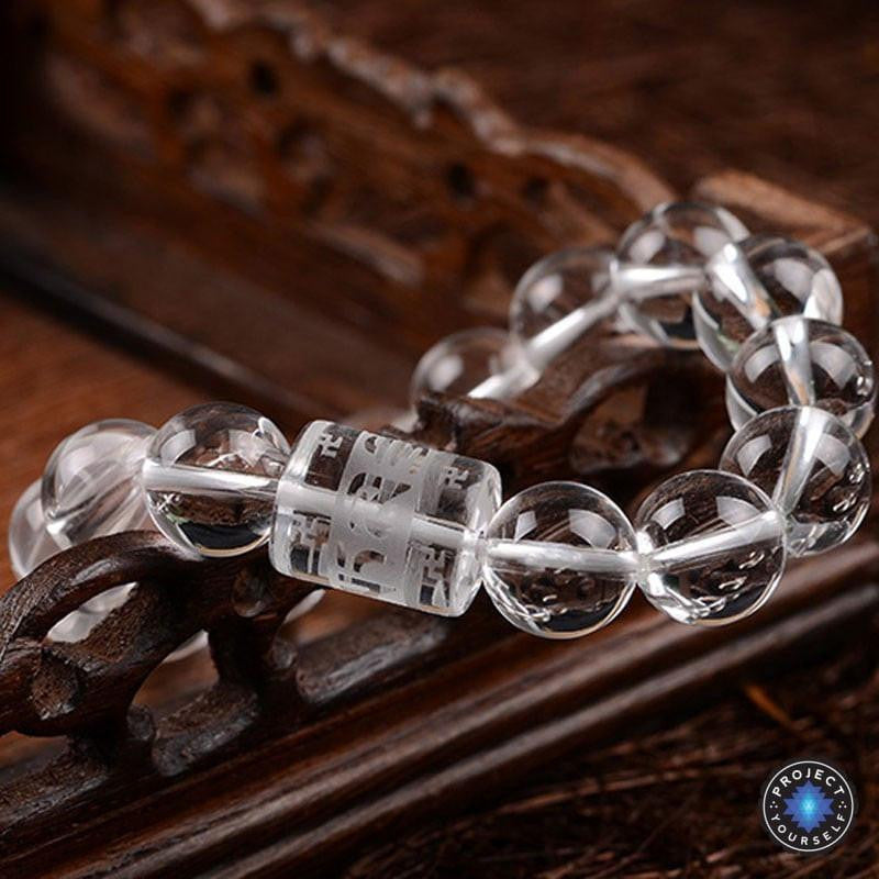 Bracelet mantra en quartz transparent pour la clarté spirituelle