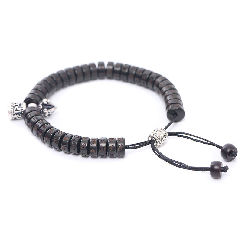 Bracelet du bonheur Om Mani Padme Hum en coquille de noix de coco