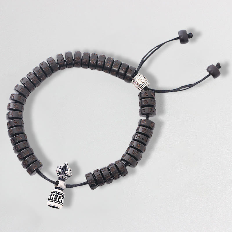 Bracelet du bonheur Om Mani Padme Hum en coquille de noix de coco
