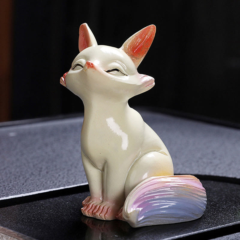 Figurine en résine représentant un renard changeant de couleur | Décoration Zen