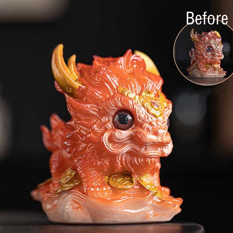 Statue spirituelle Kirin en résine aux couleurs changeantes | Décoration zen pour la maison