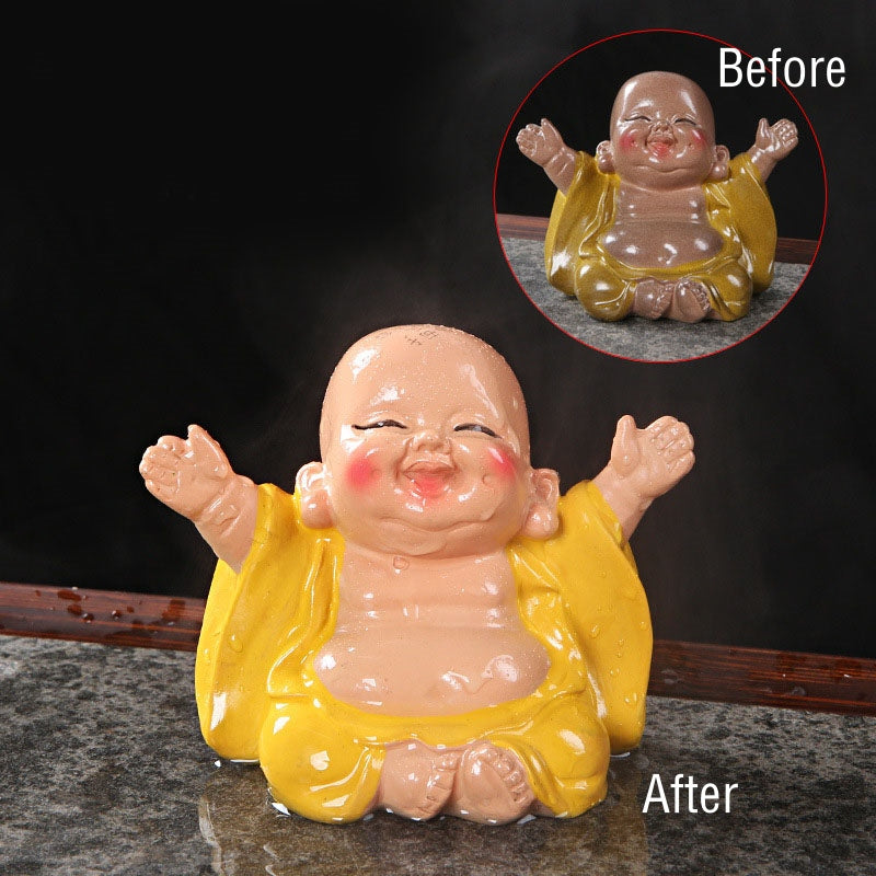 Théière en résine Bouddha rieur changeant de couleur