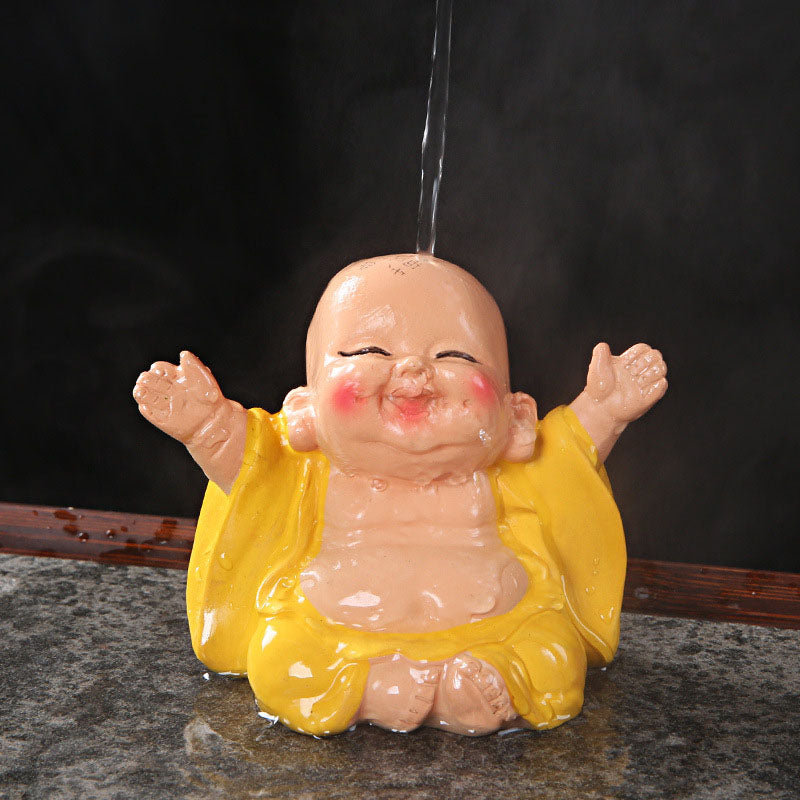Théière en résine Bouddha rieur changeant de couleur