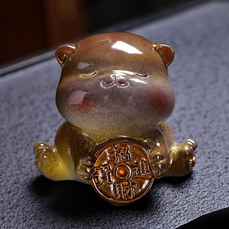 Figurine miniature chat changeant de couleur en résine | Décoration zen