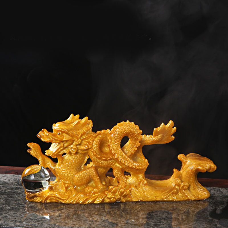 Figurine de dragon chinois en résine changeant de couleur pour la chance et le succès