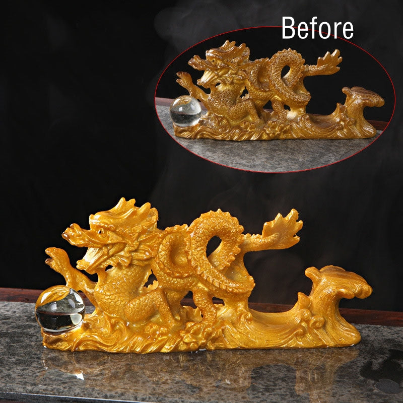 Figurine de dragon chinois en résine changeant de couleur pour la chance et le succès