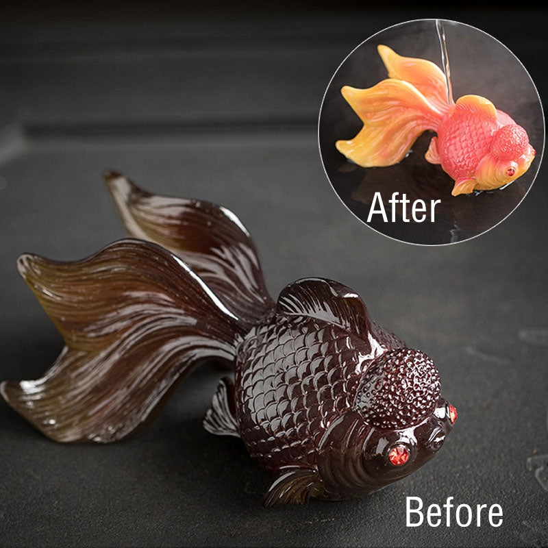 Figurine de poisson koï en résine changeant de couleur pour la richesse et la chance