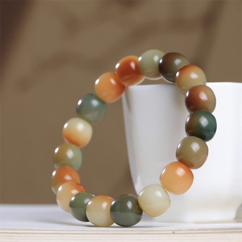 Bracelet spirituel coloré en graines de Bodhi pour la sagesse et la paix
