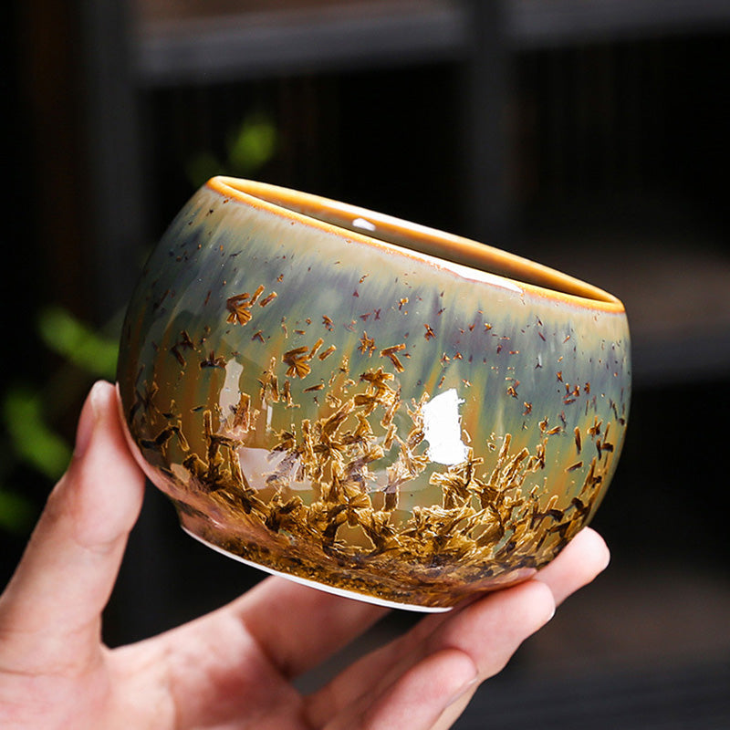 Tasse à thé chinoise en céramique marron colorée, taille 210 ml
