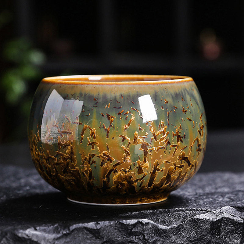 Tasse à thé chinoise en céramique marron colorée, taille 210 ml