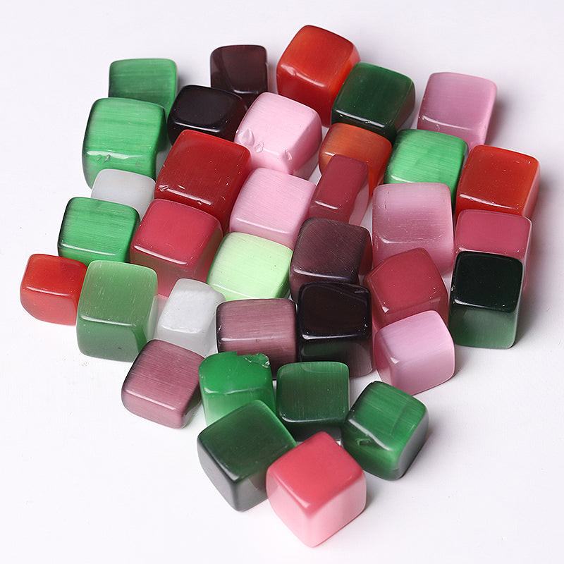 Cubes de pierres roulées œil de chat colorées de 15 à 20 mm
