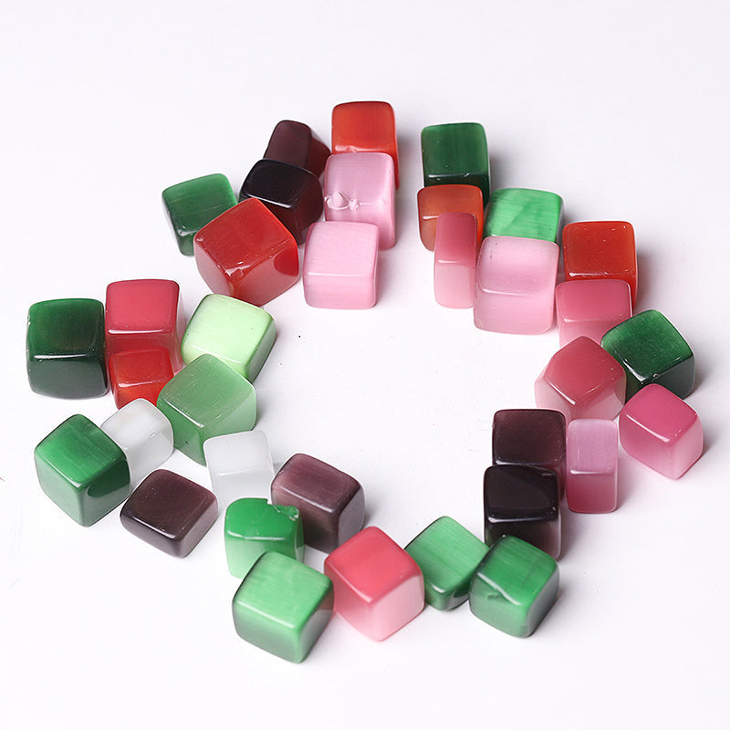 Cubes de pierres roulées œil de chat colorées de 15 à 20 mm