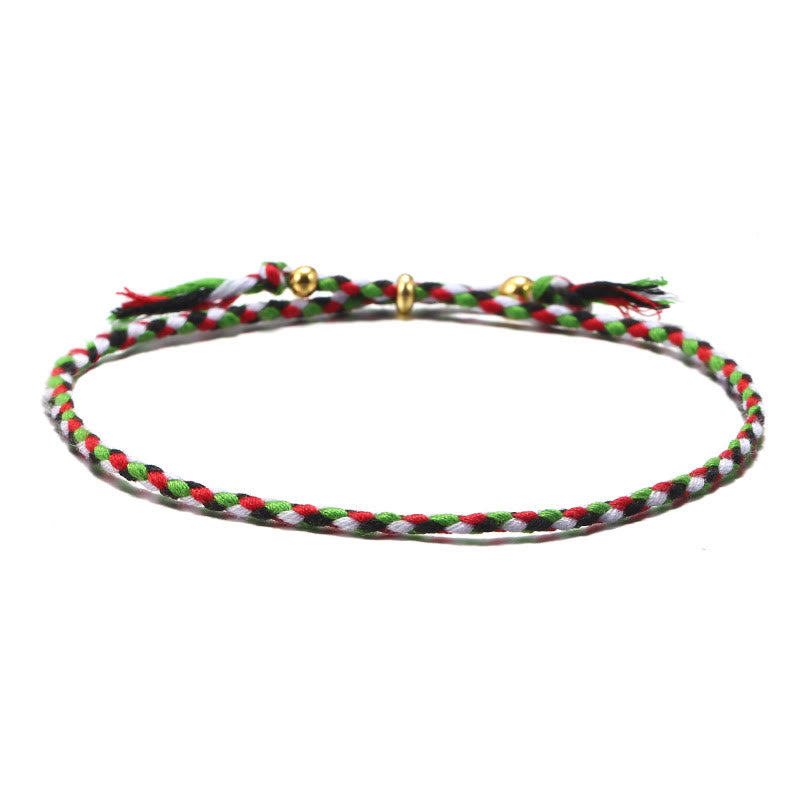 Bracelet d'harmonie coloré fait main avec pompon en corde réglable