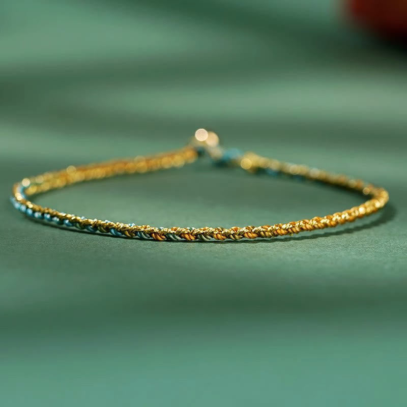 Bracelet en corde avec pièces porte-bonheur colorées 14-15 cm et sons de guérison