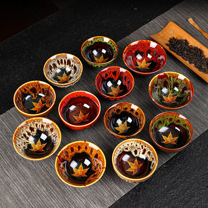 Tasse à thé en céramique colorée en forme de feuille d'érable 110 ml pour un thé réconfortant