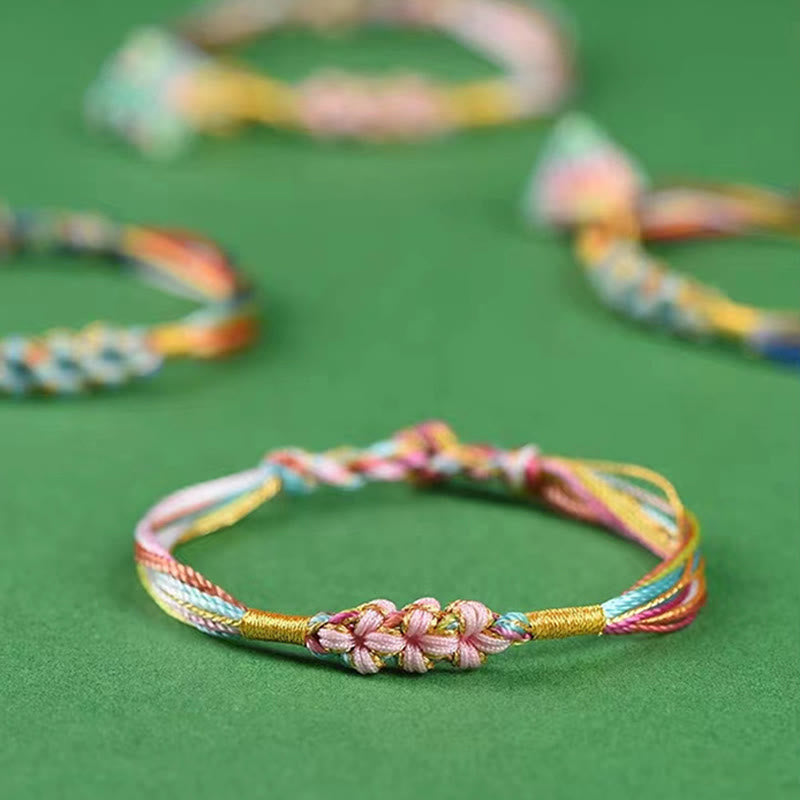 Bracelet Yin Yang coloré en forme de nœud de fleur de pêcher pour la chance et la protection