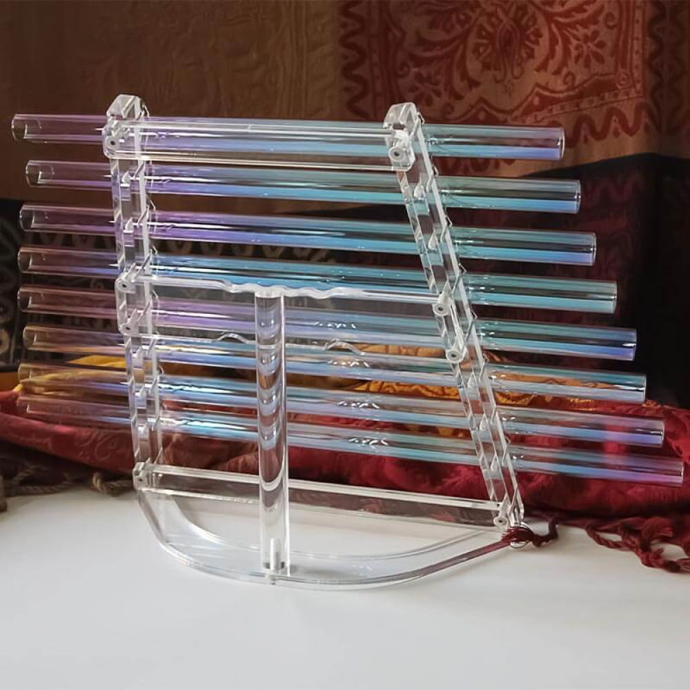 Clear acrylic display rack for Colorful Quartz Crystal Harp 440/432Hz sound healing