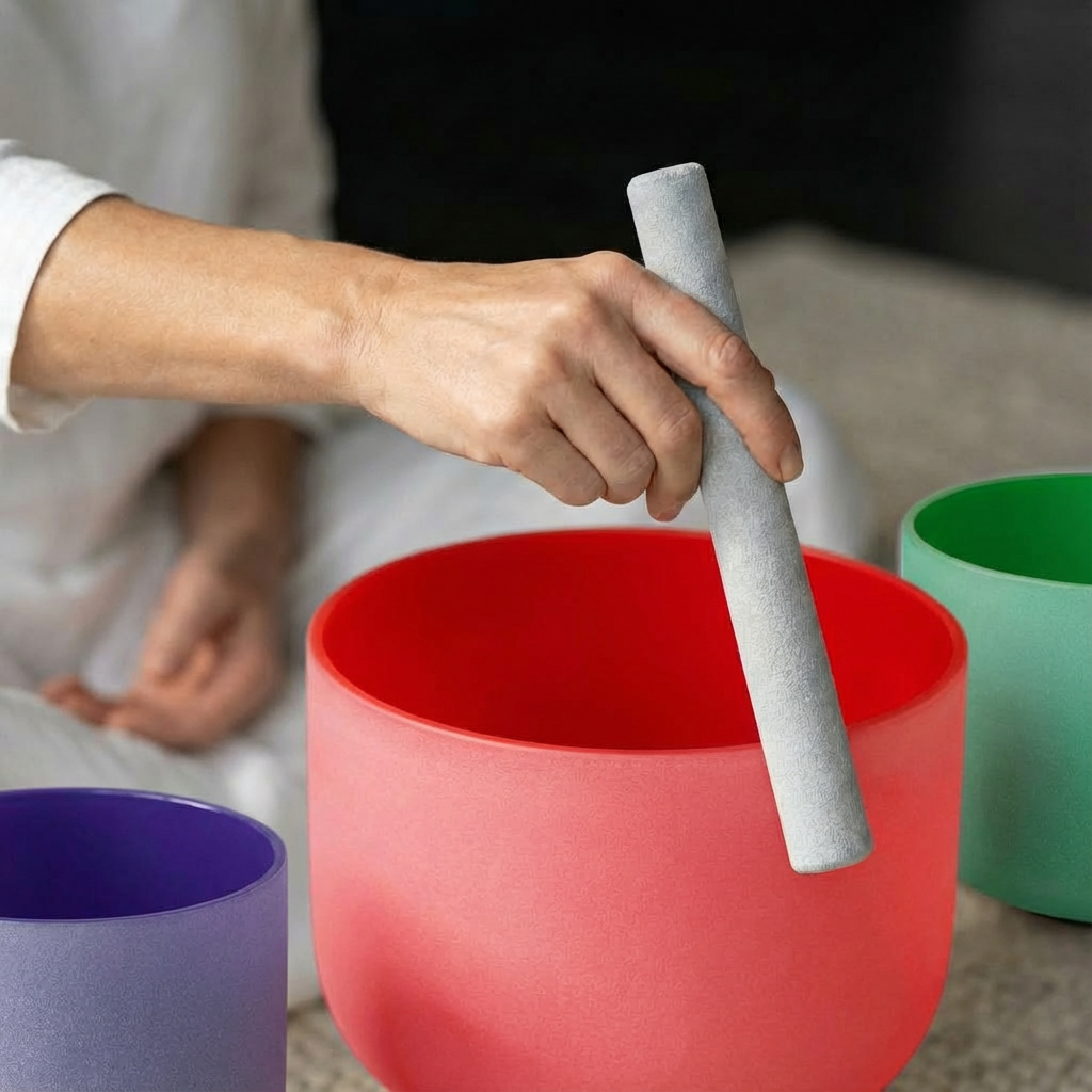 Ensemble de bols chantants en cristal de quartz coloré, 8", 10", 12"