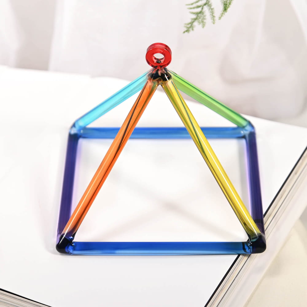 Colorful geometric pencil pyramid structure for Colorful Quartz Crystal Singing Pyramid