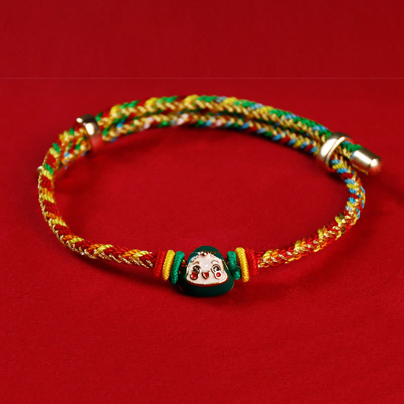 Bracelet porte-bonheur fait main en corde colorée avec personnage Fu