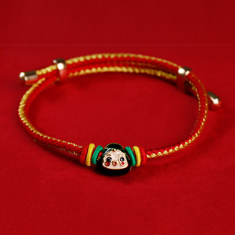 Bracelet porte-bonheur fait main en corde colorée avec personnage Fu