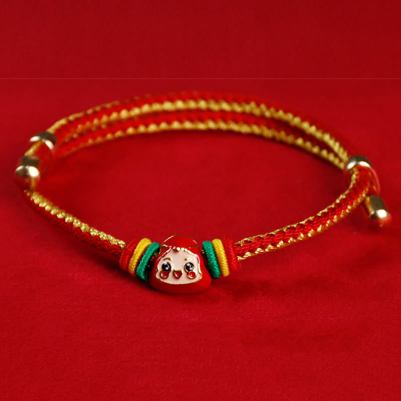 Bracelet porte-bonheur fait main en corde colorée avec personnage Fu