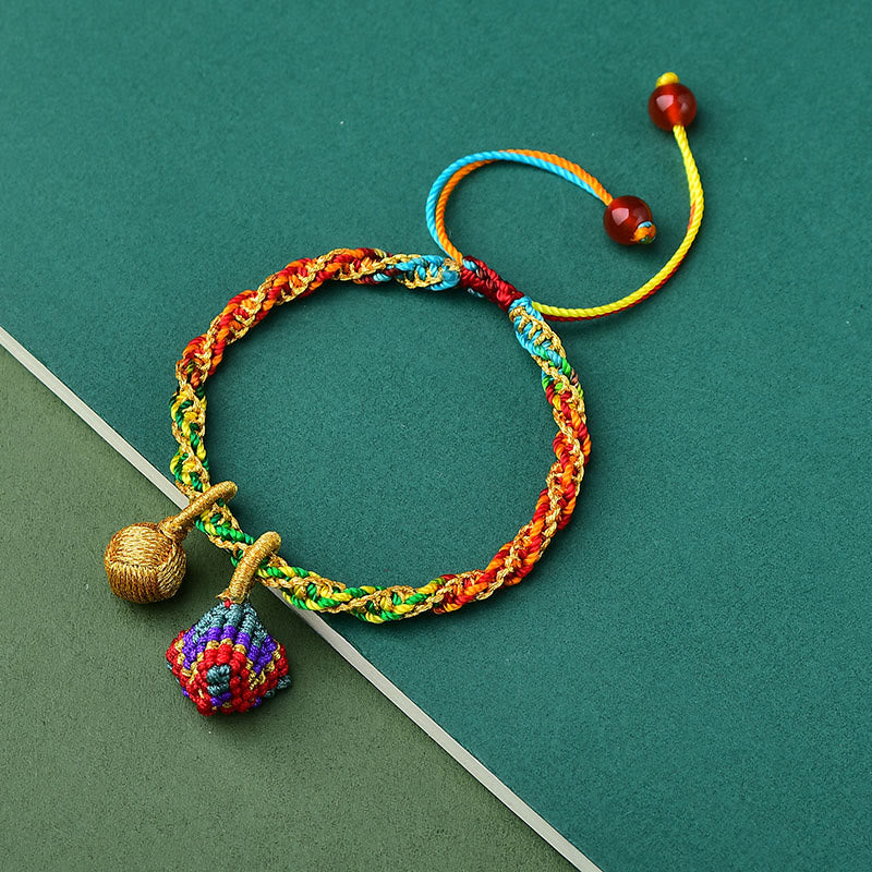 Bracelet porte-bonheur en corde colorée avec breloque Zongzi