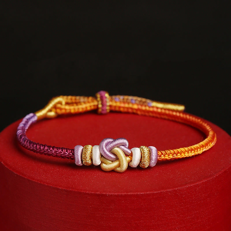 Bracelet de protection spirituel réglable en corde colorée avec nœud en forme de cœur