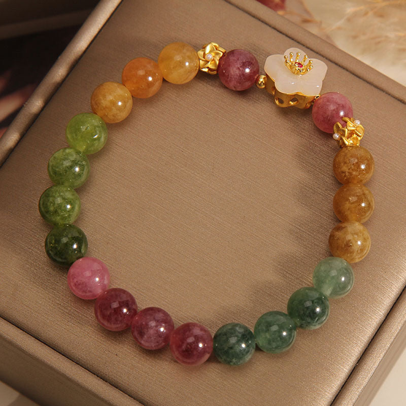 Bracelet Love en jade tourmaline coloré pour poignet de 14 à 16 cm