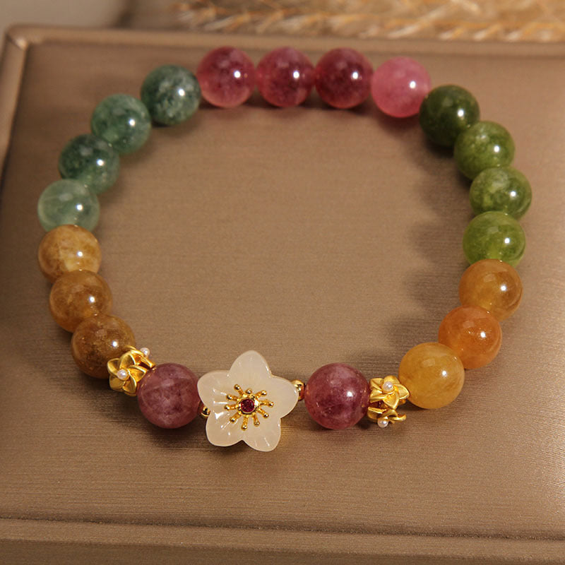 Bracelet Love en jade tourmaline coloré pour poignet de 14 à 16 cm