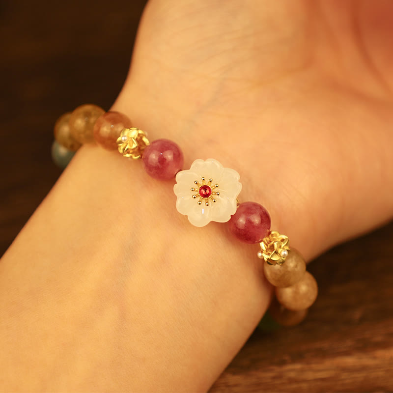 Bracelet Love en jade tourmaline coloré pour poignet de 14 à 16 cm