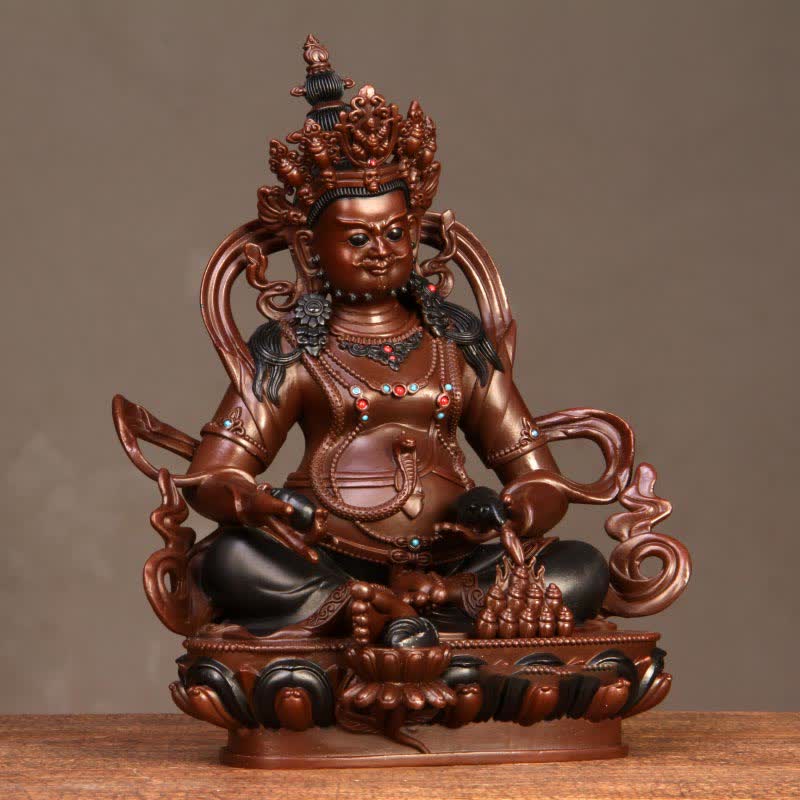 Statue compacte de Bouddha en cuivre | Bodhisattva Jambhala jaune 7 cm