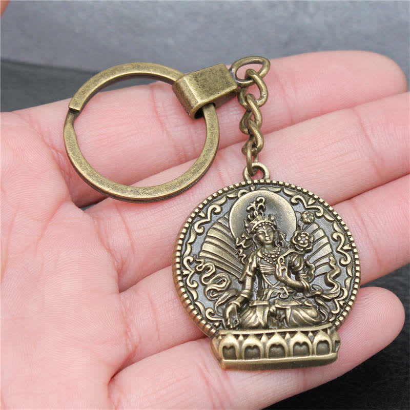Porte-clés Bouddha de la Sérénité de la Compassion en alliage de bronze ou d'argent