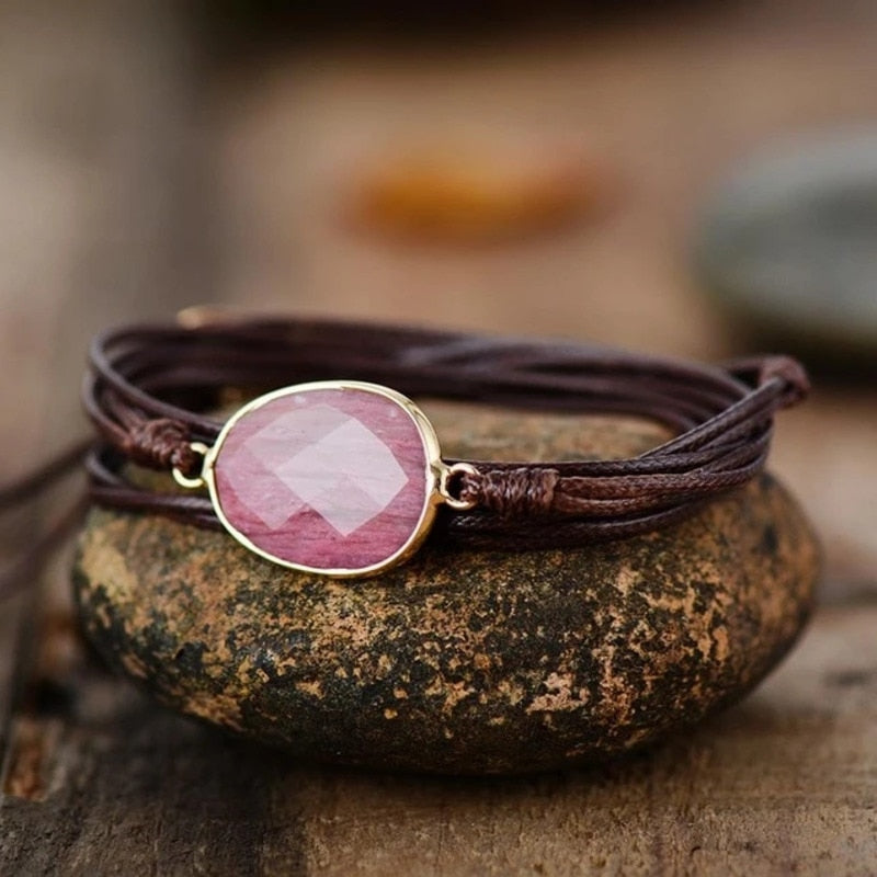 Bracelet de guérison en rhodonite pleine de compassion