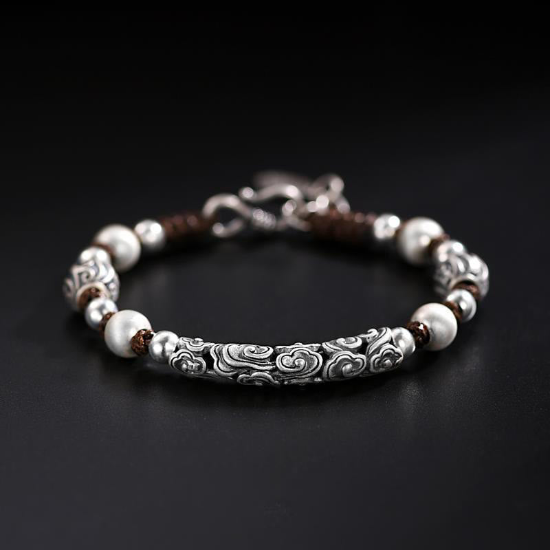 Bracelet spirituel nuage de bon augure en cuivre et argent sterling 999