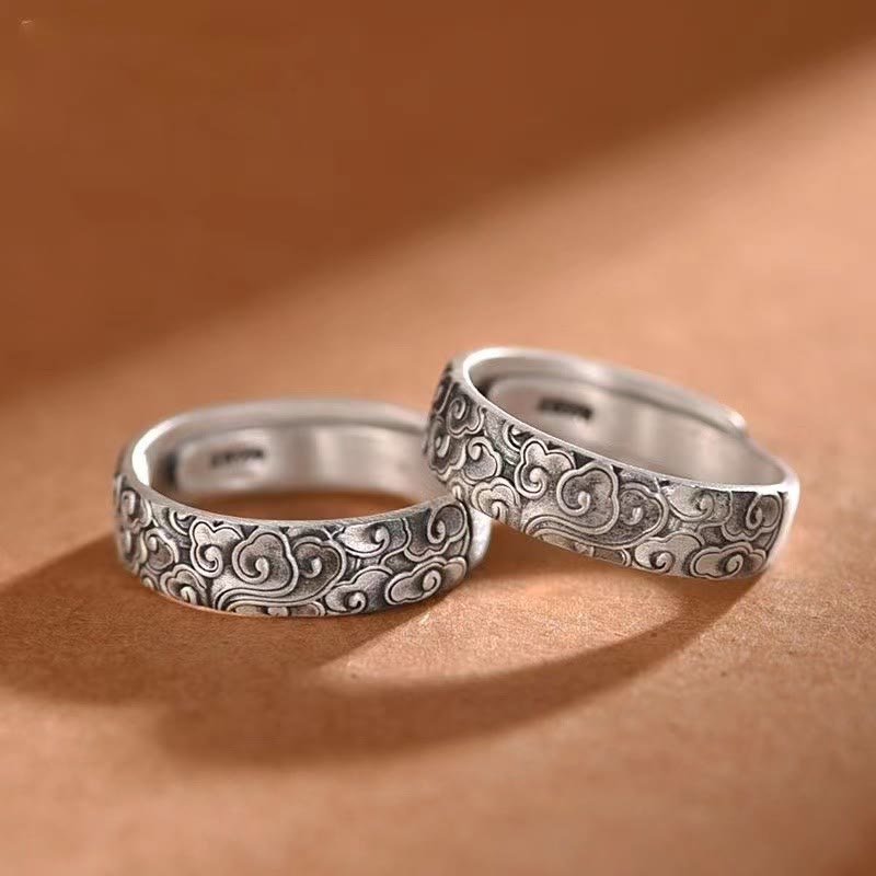 Bague porte-bonheur spirituelle réglable en cuivre avec nuages de bon augure