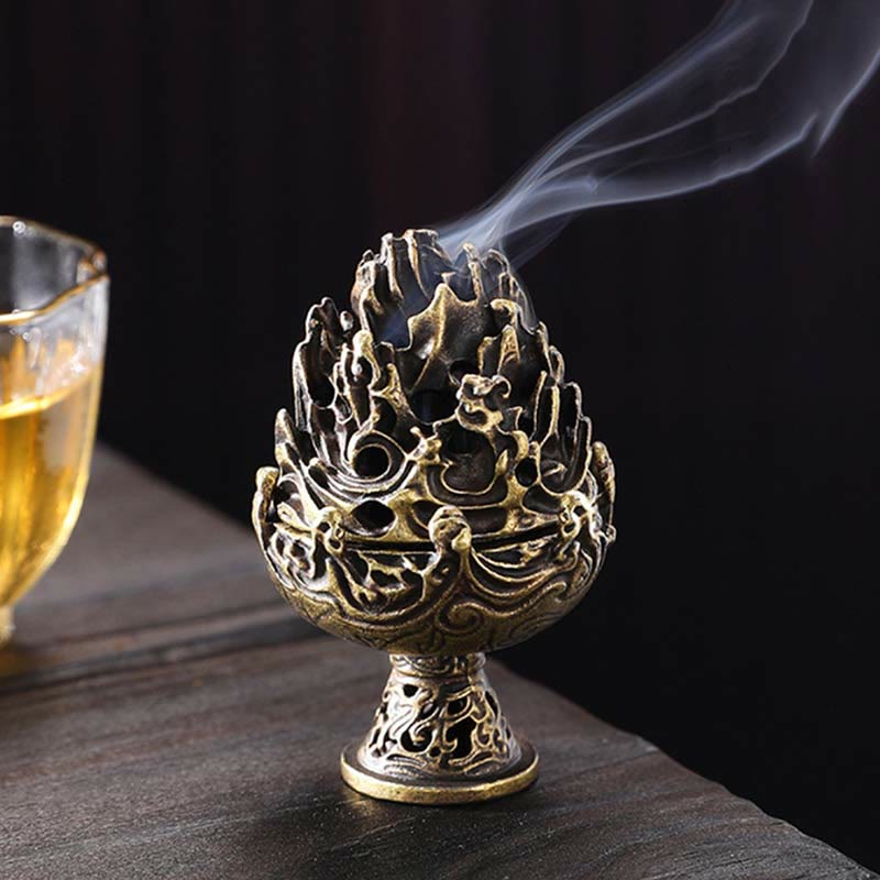 Brûle-encens tibétain en alliage de cuivre 4,5 cm Mini méditation