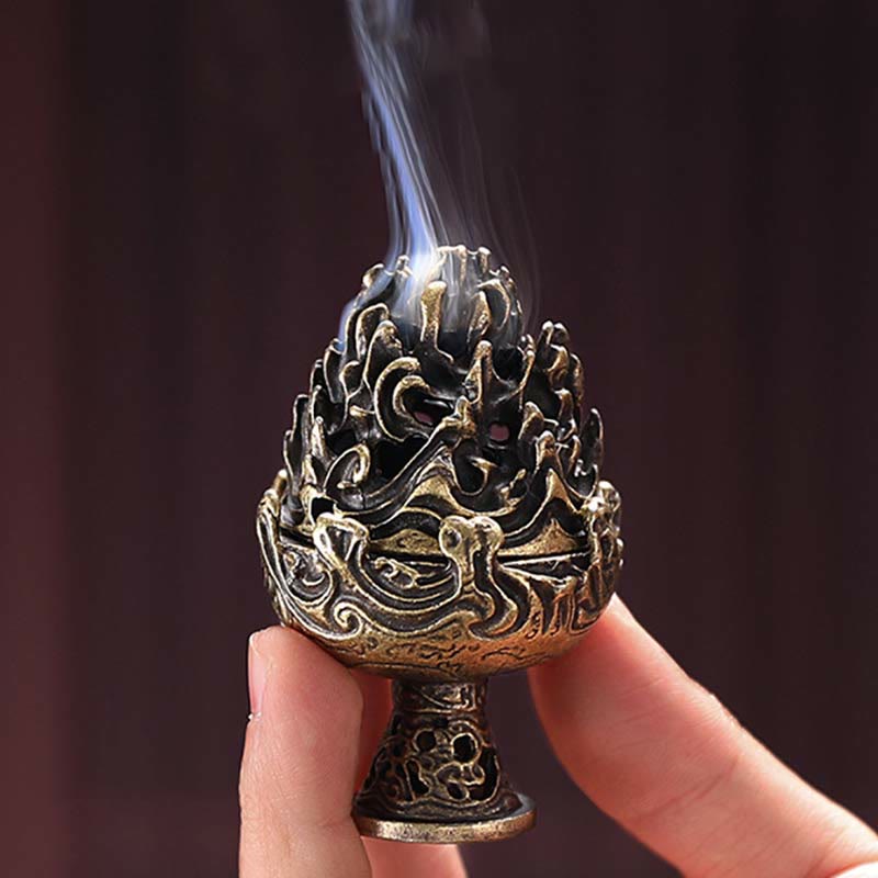 Brûle-encens tibétain en alliage de cuivre 4,5 cm Mini méditation