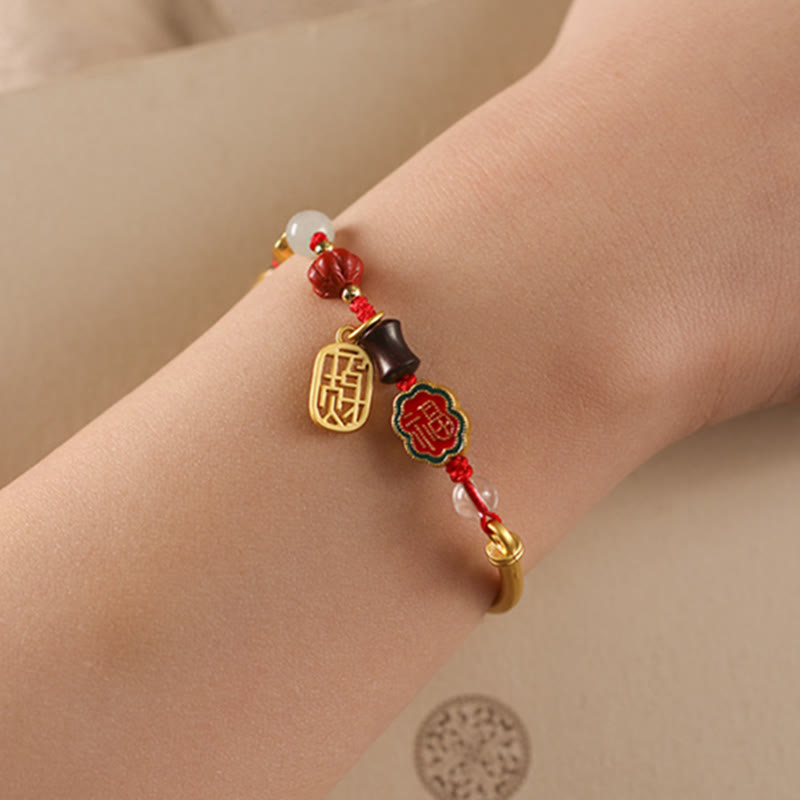 Bracelet de richesse en cuivre avec nuages de bon augure pour la chance et la prospérité