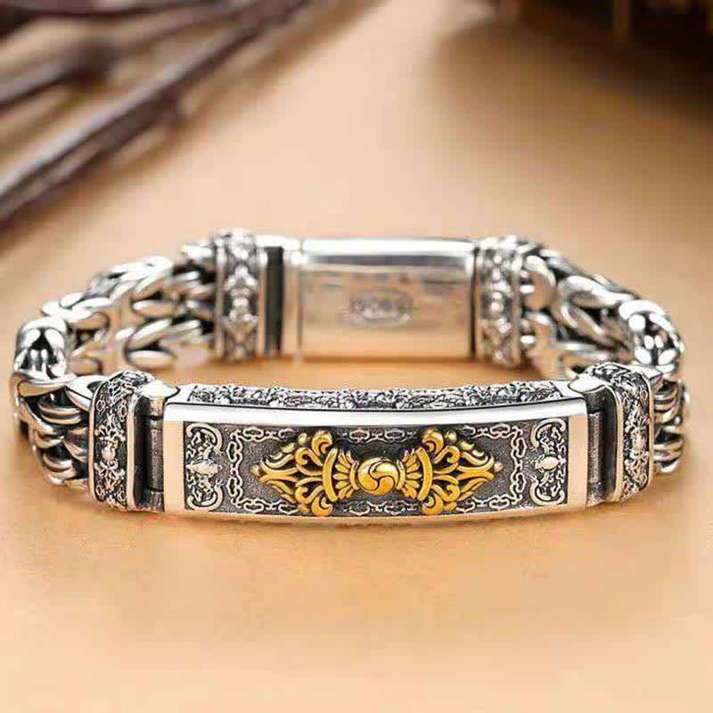 Bracelet d'équilibre en cuivre avec motif Vajra Dorje tressé torsadé